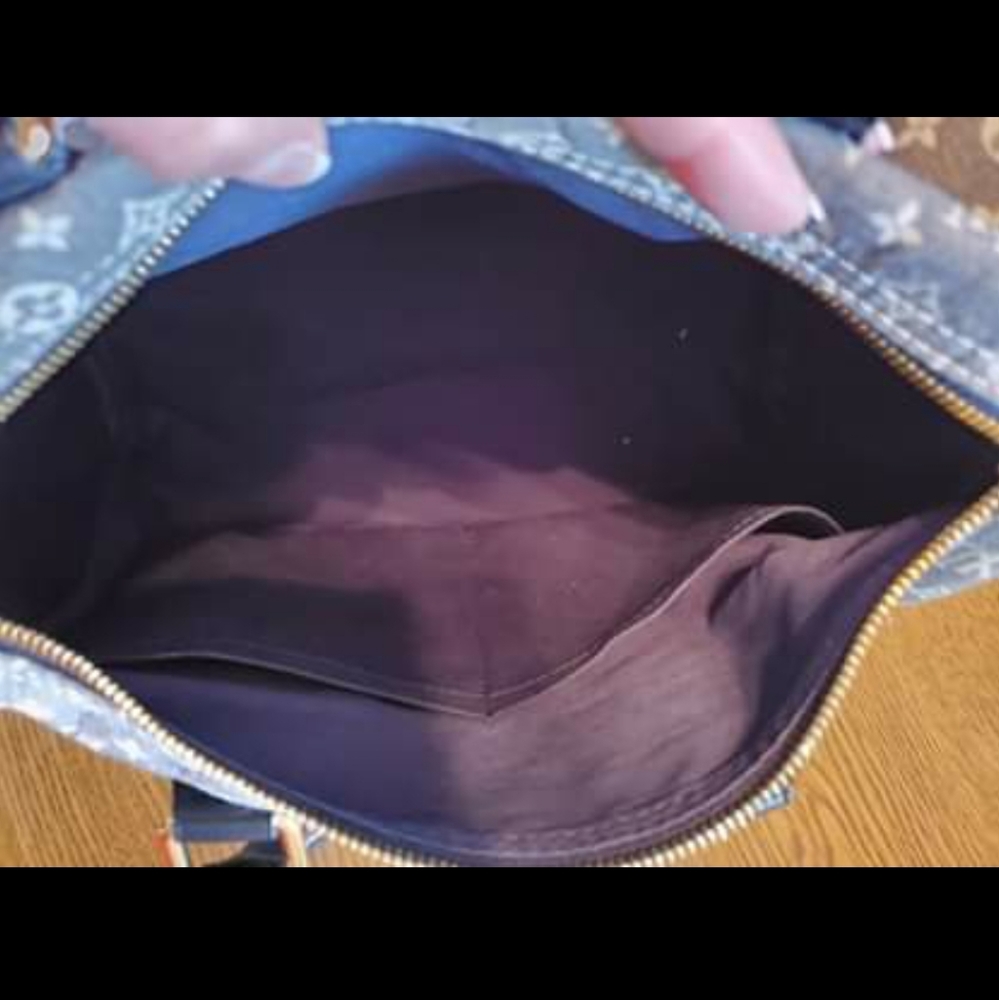 Louis Vuitton Blue/Gray Monogram Speedy-Style Satchel with Blue Handles - Picture 7 of 10